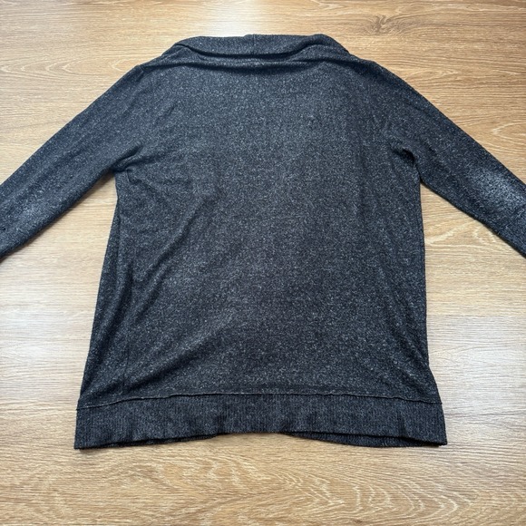 Mesh & Lace Women's Open Front Cardigan L Gray Draped Knit Stretch Minimalist - Picture 10 of 10